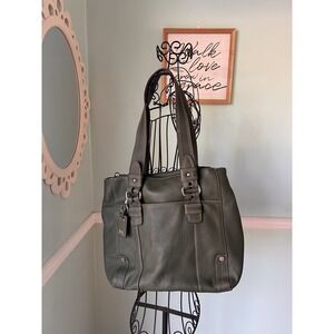 Tignanello Carson Green Soft Leather Carryall Shoulder Bag Purse Handbag Satchel